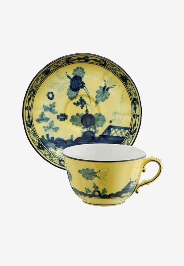 Ginori 1735 Oriente Italiano Tea Cup and Saucer Yellow 003RG00 FTZ401 01 0220 G00123900 + 003RG00 FPT401 01 0150 G00123900