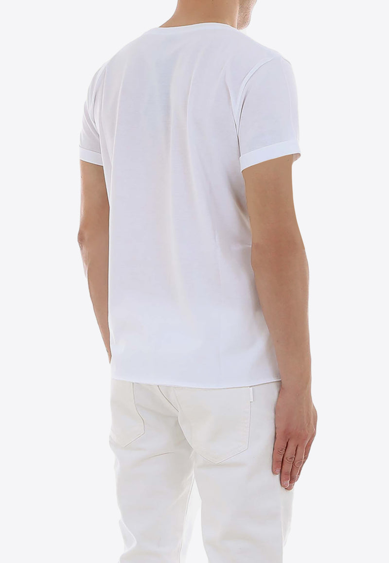 Saint Laurent Logo Print Crewneck T-shirt White 464572YB2DQ_9000