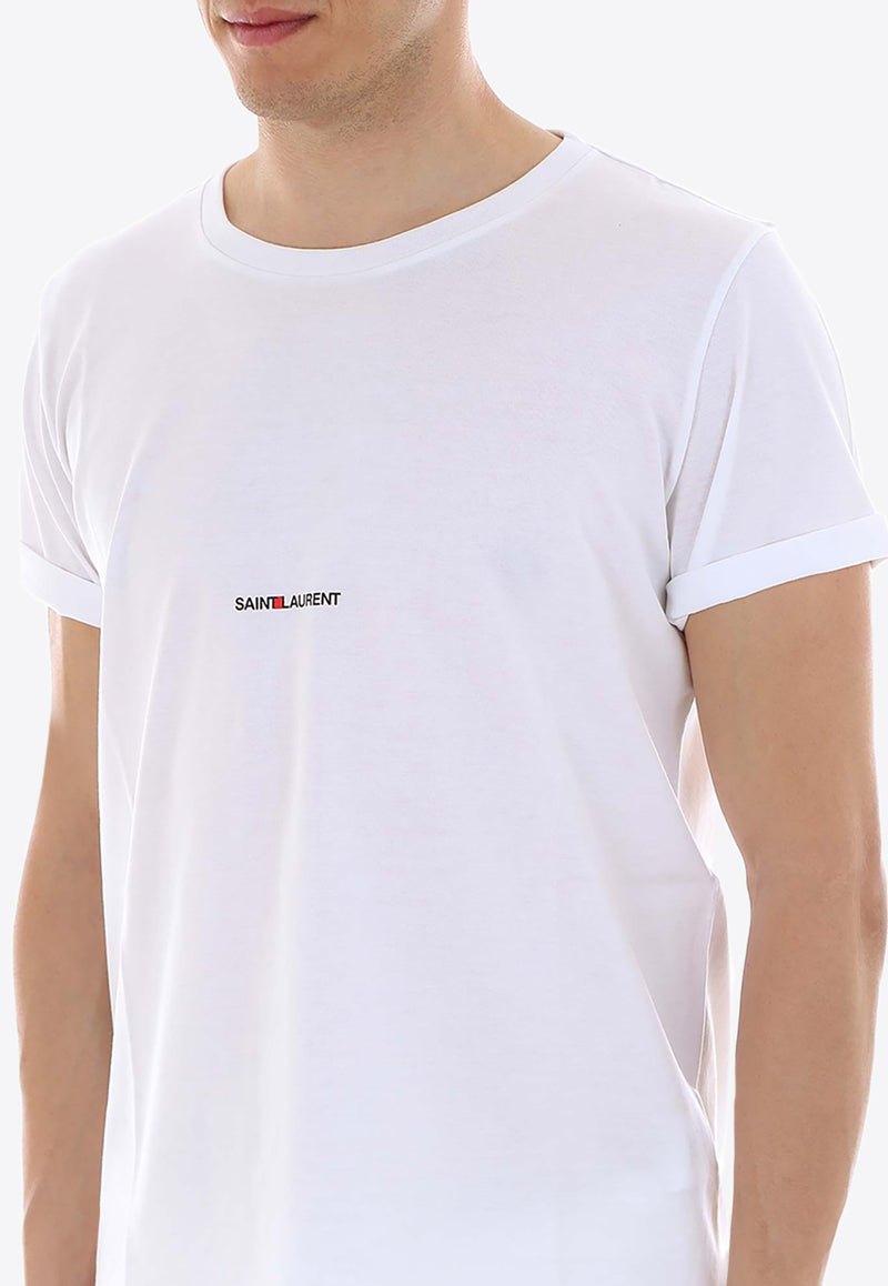 Saint Laurent Logo Print Crewneck T-shirt White 464572YB2DQ_9000