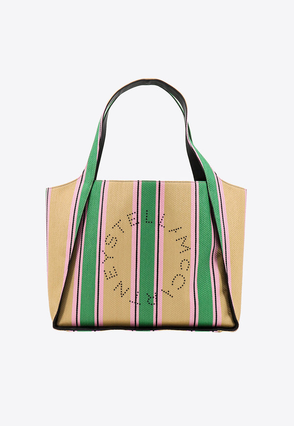 Stella McCartney Studded Logo Raffia Stripe Tote Bag Multicolor 7B0032WP0141_3000