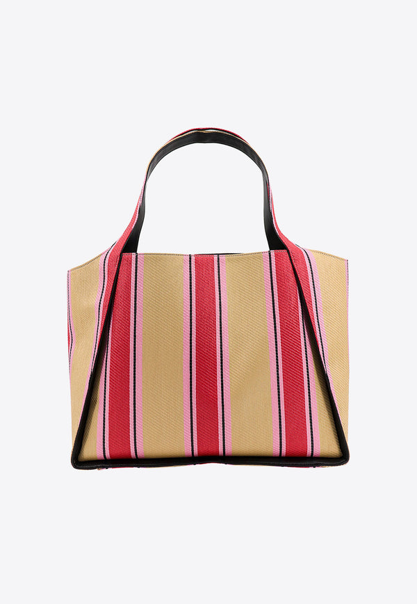 Stella McCartney Studded Logo Raffia Stripe Tote Bag Multicolor 7B0032WP0141_6309