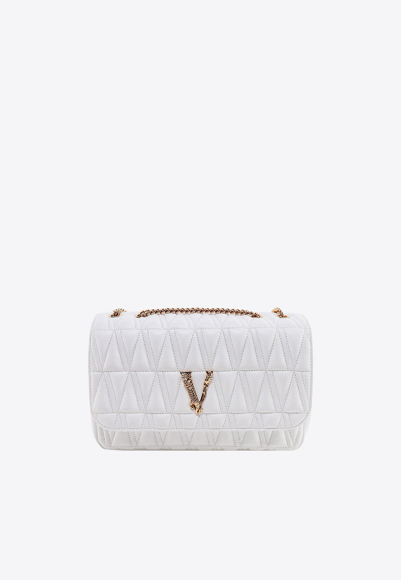 Versace Virtus Leather Shoulder Bag DBFH822D2NTRT_6W17V White