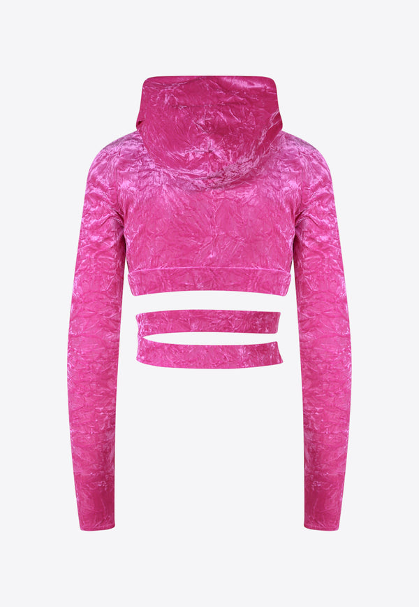 Versace Cross-Over Velvet Cropped Top Pink 10078851A05908_1PK30
