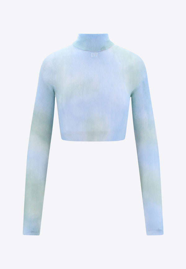 Off-White Tie-Dye High-Neck Cropped Top Blue OWHF037S23KNI001_4001