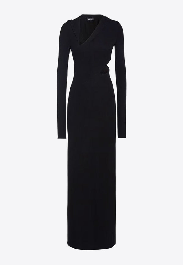 Versace Cut-Out Hooded Maxi Dress Black 10100001A01253_1B000
