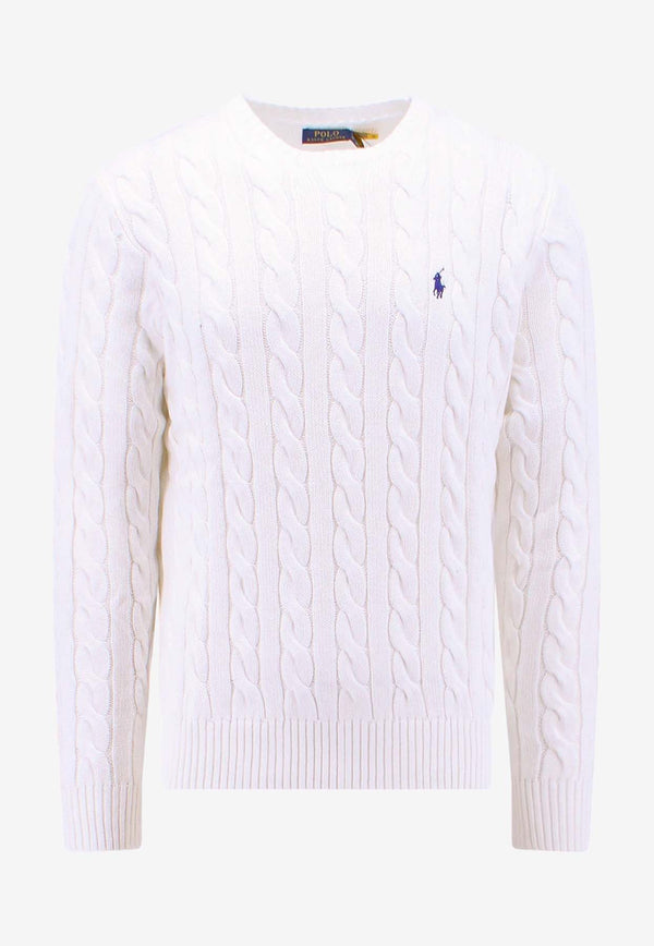 Polo Ralph Lauren Logo-Embroidered Cable Knit Sweater White 710775885_033