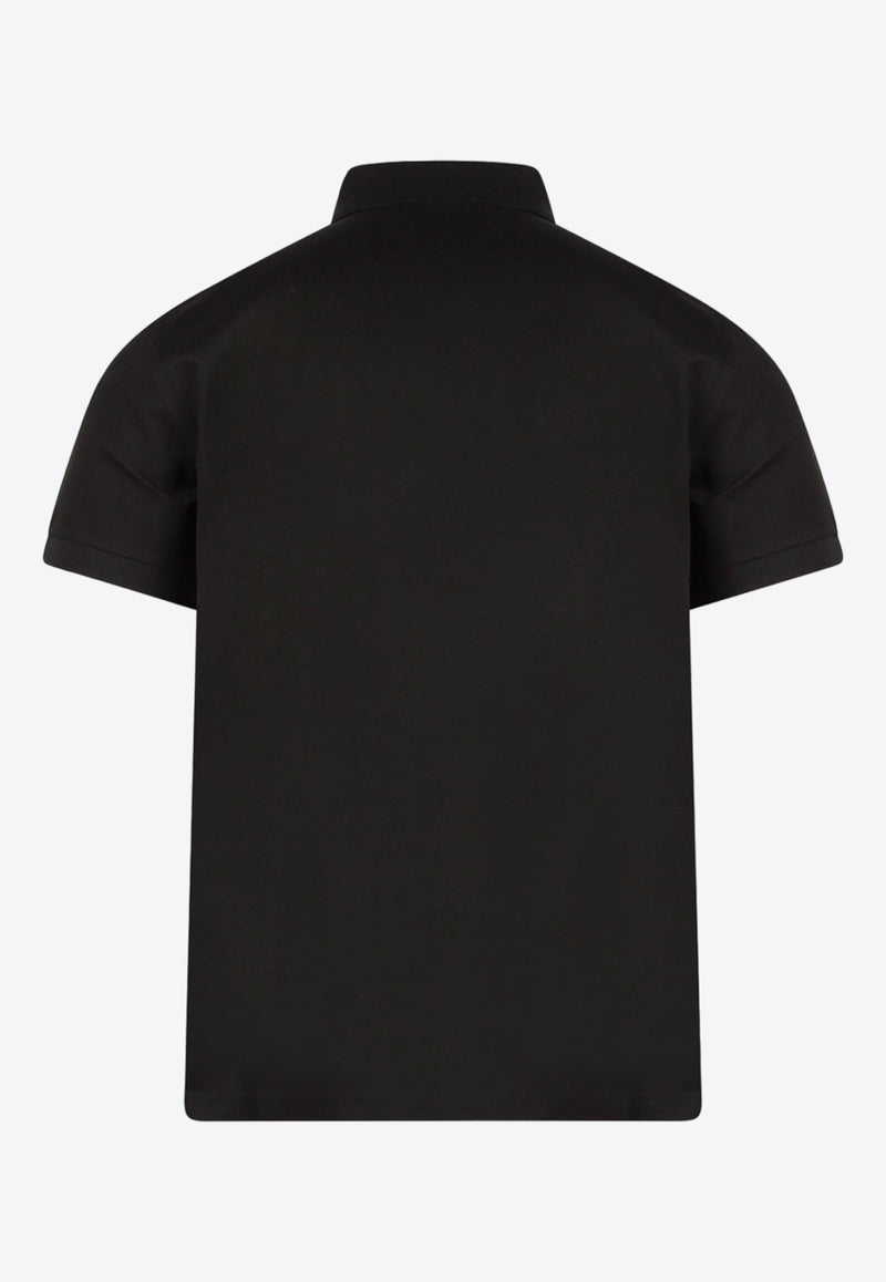 Saint Laurent Logo Embroidered Polo T-shirt Black 712300YB2OC_1000