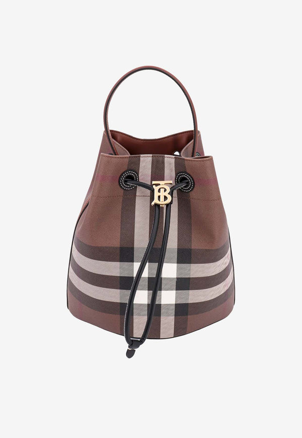 Burberry Small TB Check Pattern Bucket Bag
 Brown 8069655_A8900