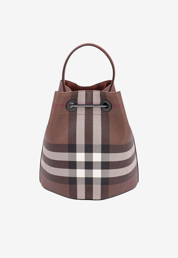 Burberry Small TB Check Pattern Bucket Bag
 Brown 8069655_A8900