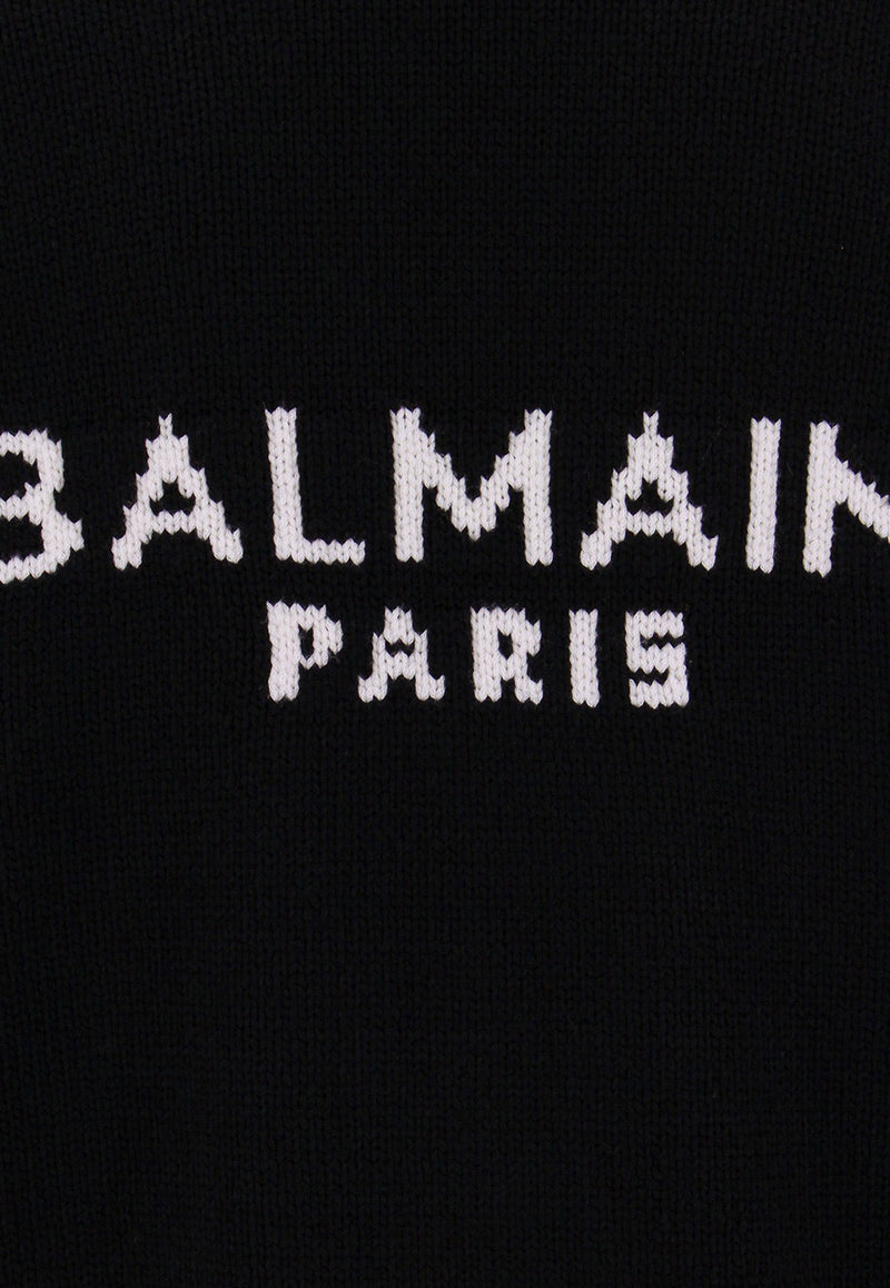 Balmain Logo Intarsia Cardigan in Wool Blend BH1KM000KC88_EAB