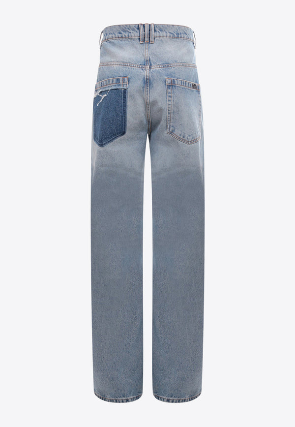 Balmain Contrast Pocket Jeans Blue BH1ML062DD65_SHY