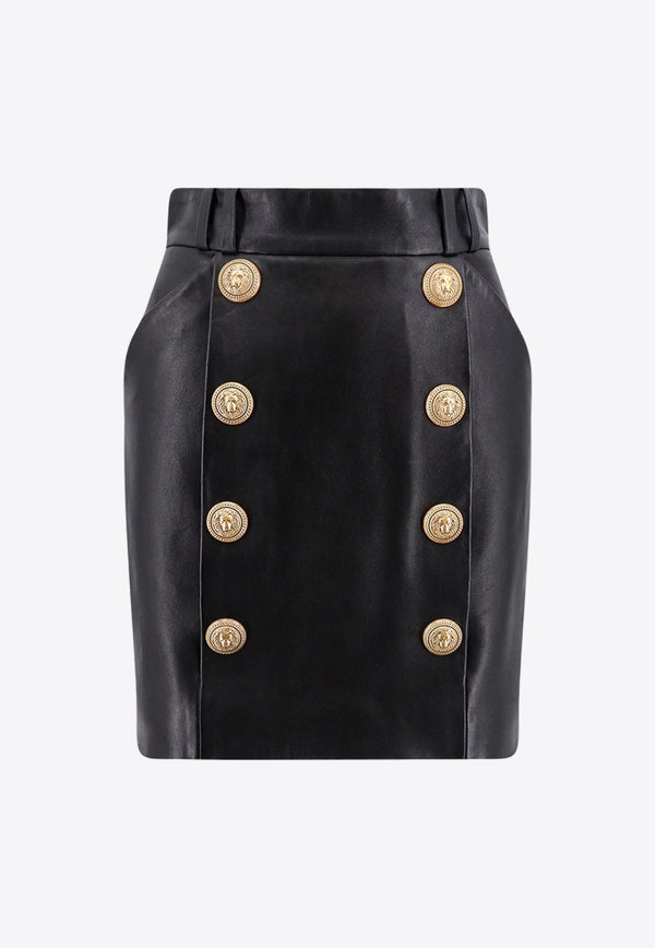 Balmain Buttoned Leather Mini Skirt BF1LB895LB24_0PA