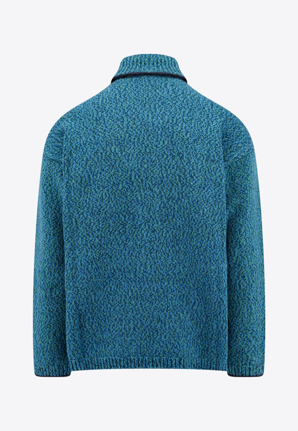 Dolce & Gabbana Intarsia Knit Turtleneck Logo Sweater Blue GXR18TJFMN1_S9001