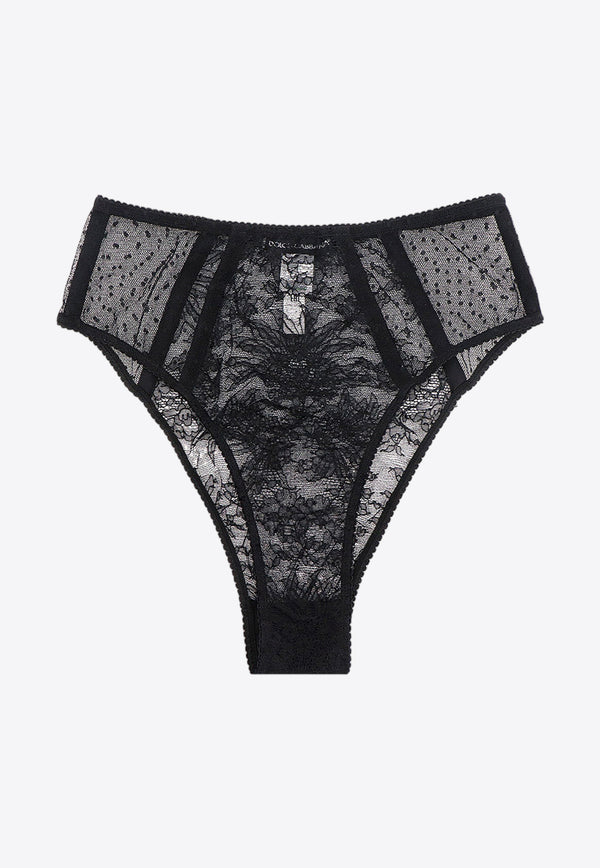 Dolce & Gabbana High-Waist Plumetis Lace Panties Black O2C71TONO24_N0000
