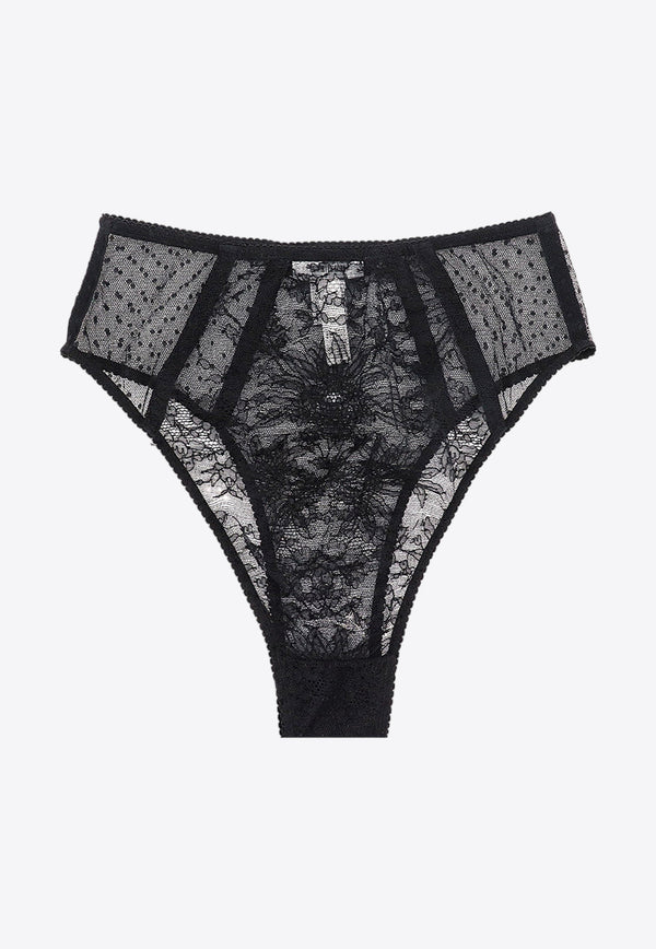 Dolce & Gabbana High-Waist Plumetis Lace Panties Black O2C71TONO24_N0000