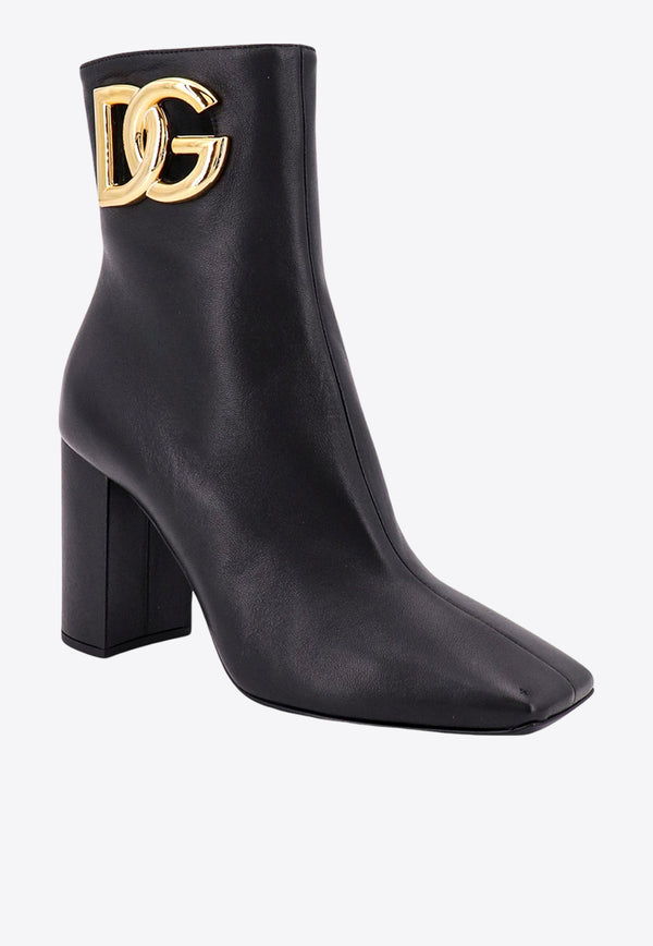 Dolce & Gabbana Jackie 90 DG Logo Ankle Boots in Nappa Leather Black CT1001AQ513_80999