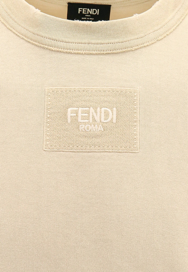 Fendi Logo-Patch Crewneck T-shirt FY1217AOFG_F1LU2