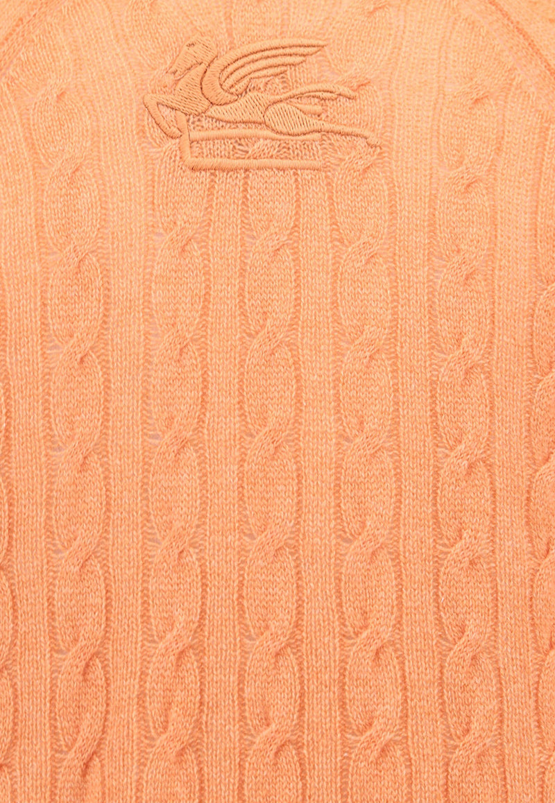 Etro Cable-Knit Turtleneck Sweater Orange 119009200_0750