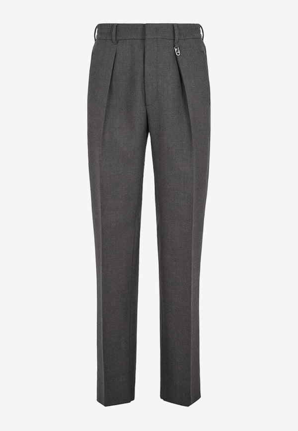 Fendi Tailored Pleated Wool Pants Gray FB0895APNN_F0UU0