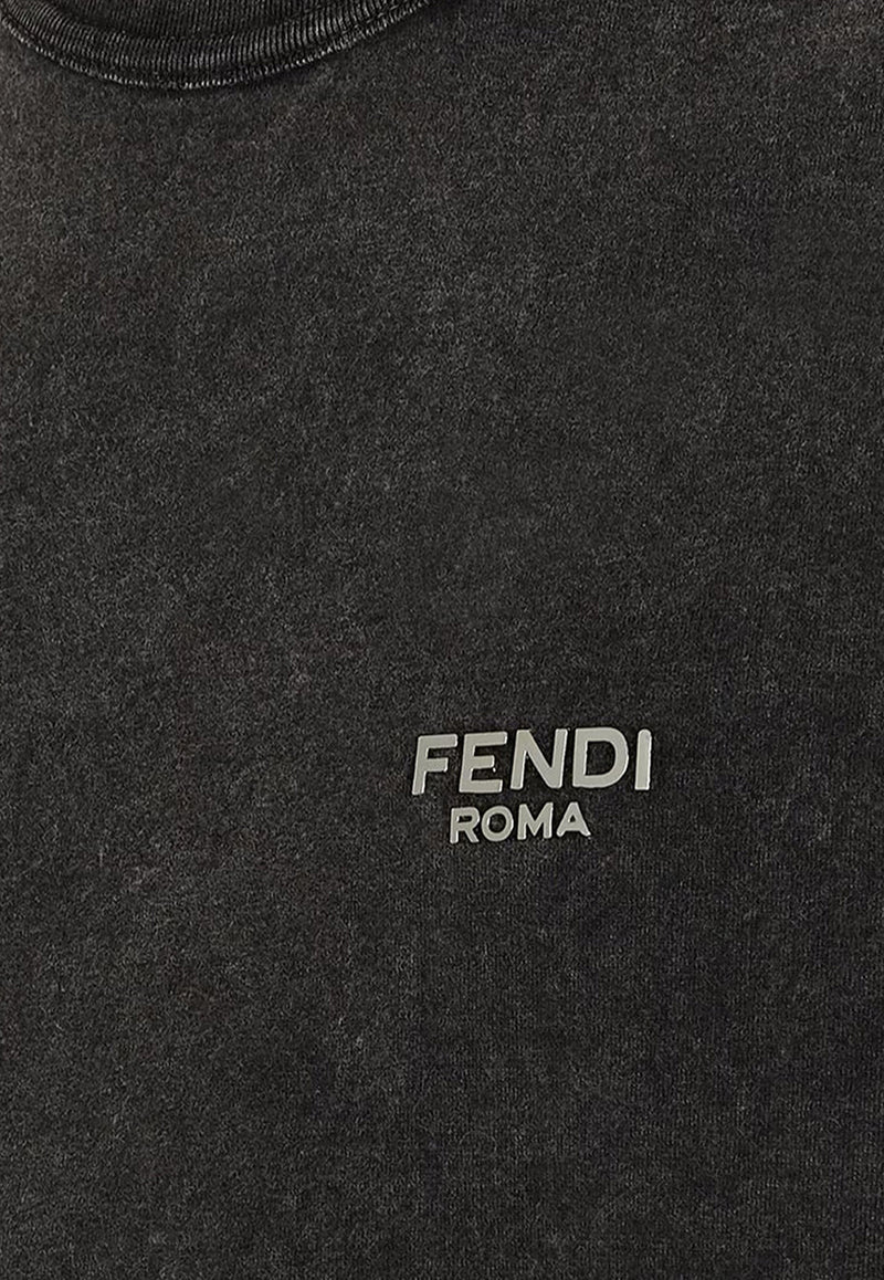 Fendi Logo-Plaque Washed-Out T-shirt FY1217APME_F0QA1