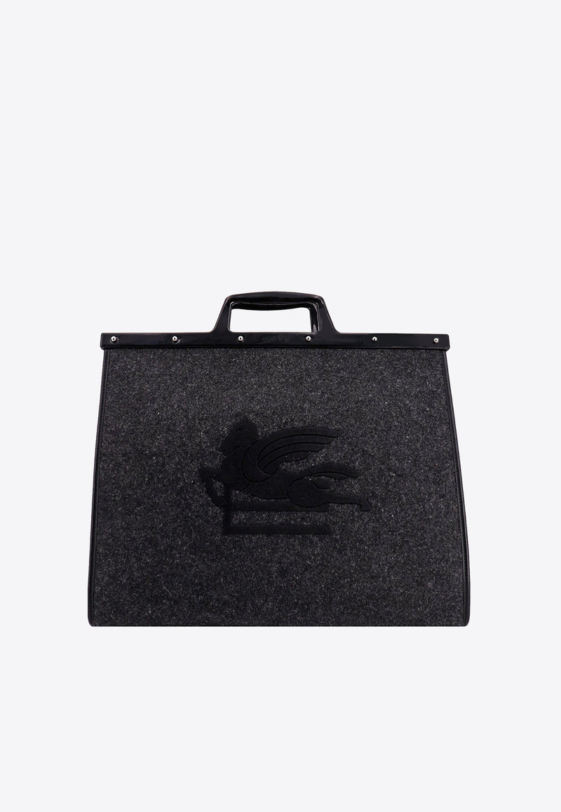 Etro Pegaso Embossed Shoulder Bag Gray 1P0247150_0002