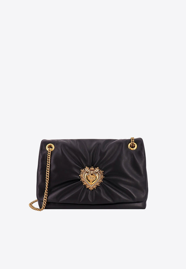Dolce & Gabbana Large Devotion Leather Shoulder Bag Black BB7540AF984_80999