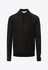 Golden Goose DB Long-Sleeved Wool Polo T-shirt Black GMP01353P001041_90100