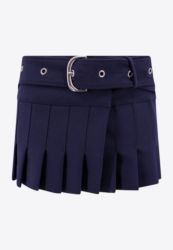 Off-White Belted Pleated Mini Skirt Blue OWCU006F23FAB001_4700