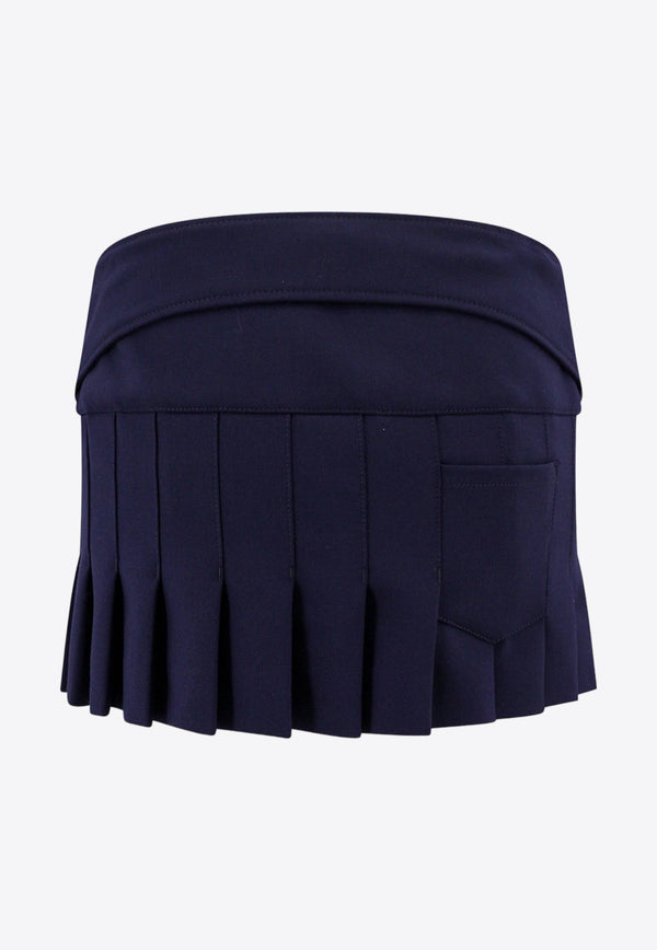 Off-White Belted Pleated Mini Skirt Blue OWCU006F23FAB001_4700