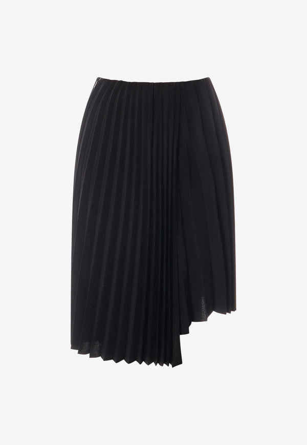 Saint Laurent Asymmetric Knee-Length Pleated Skirt 758760Y6H68_1000