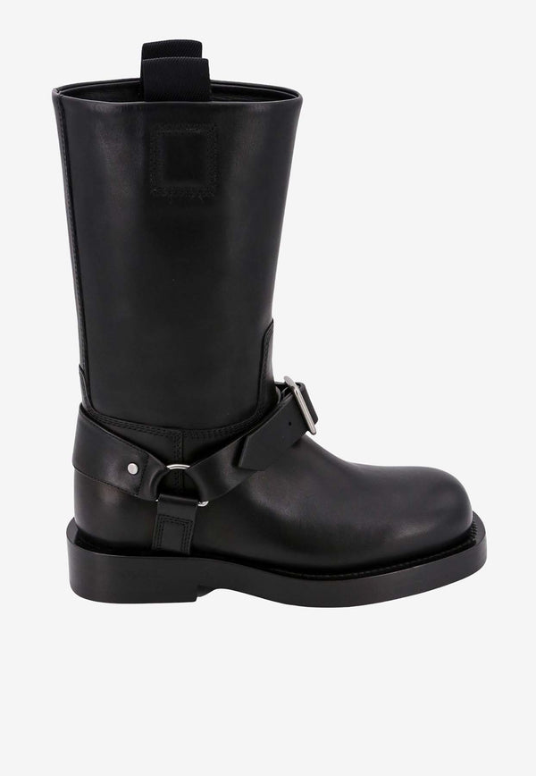 Burberry Leather Saddle Mid-Calf Boots Black 8077392_A1189