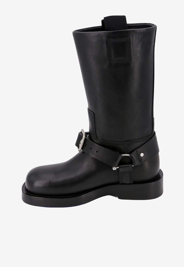 Burberry Leather Saddle Mid-Calf Boots Black 8077392_A1189