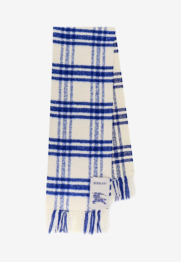 Burberry Checked Fringed Wool Scarf 8079267_B7323