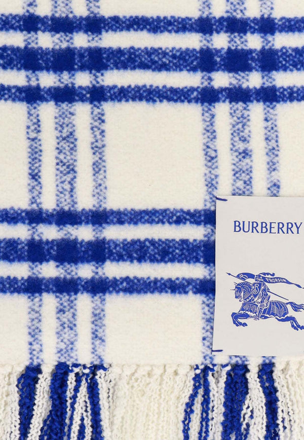 Burberry Checked Fringed Wool Scarf 8079267_B7323