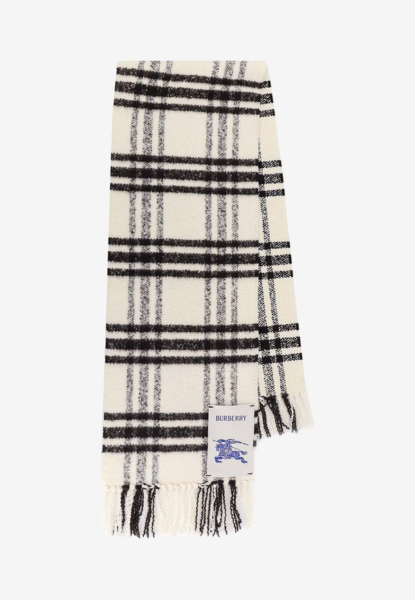 Burberry Checked Wool Fringed Scarf 8079781_B7326