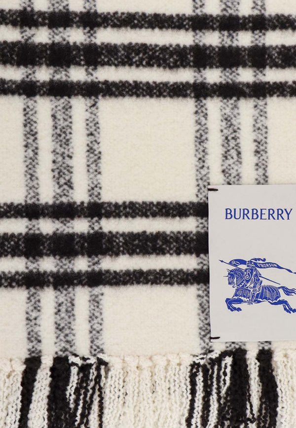 Burberry Checked Wool Fringed Scarf 8079781_B7326