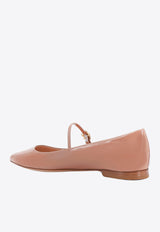 Gianvito Rossi Ribbon Jane Patent Leather Pointed Flats Pink G2216205CUOVER_PRALINE