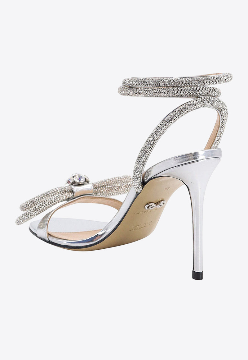 Mach & Mach 95 Double Bow Metallic Leather Sandals Silver R24S0445SPE_SILVER