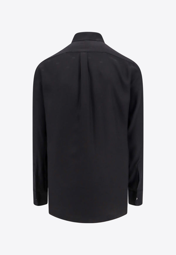 Dolce & Gabbana All-Over Monogram Silk Shirt Black G5JL8TFJ1FK_N0000