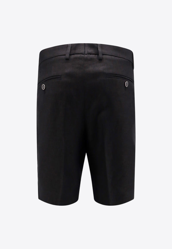 Dolce & Gabbana Pleated Linen Bermuda Shorts

 Black GW0MATGG868_N0000