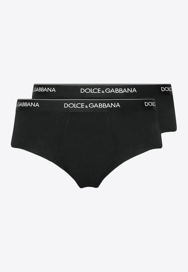 Dolce & Gabbana Logo Waistband Briefs - Set of 2 Black M9C05JONN95_N0000