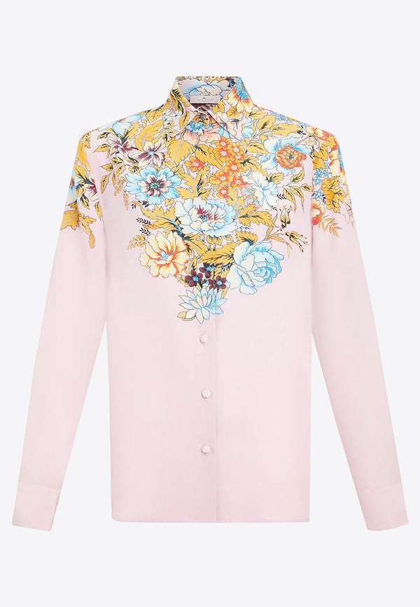 Etro Floral Print Crepe De Chine Shirt Pink WRIA0013AK023_X0875