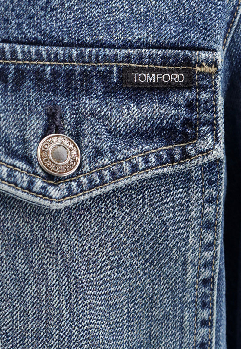 Tom Ford Buttoned Denim Jacket Blue DJR002DMC042S24_HB378