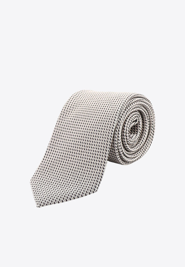 Tom Ford Geometric Pattern Silk Tie Gray STE001SPP129_IG013