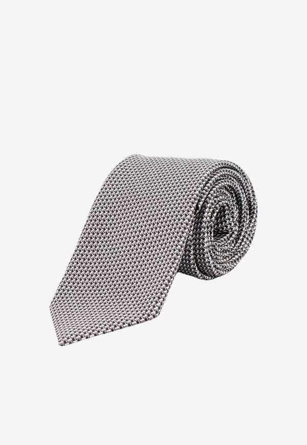 Tom Ford Micro Pattern Silk Tie Gray STE001SPP124_ZSILV