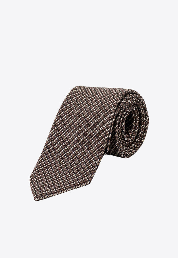 Tom Ford Stripe Pattern Silk Tie Brown STE001SPP125_ZBROW