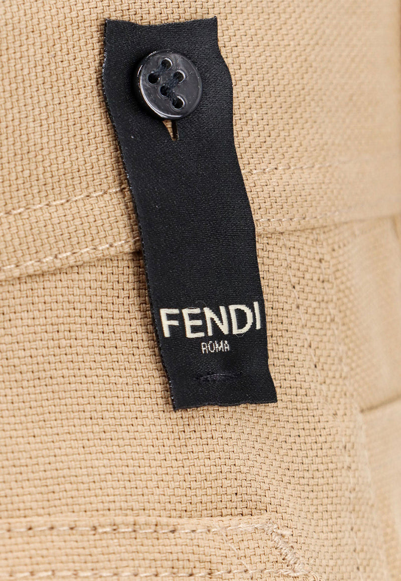 Fendi Logo Patch Bermuda Shorts  Beige FB0968AR96_F1MTK