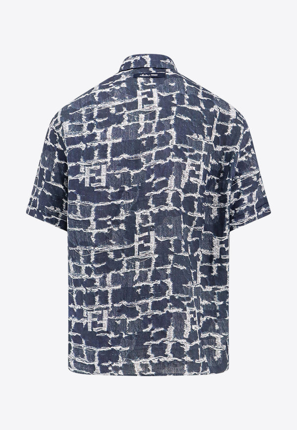 Fendi Fringed FF Jacquard Shirt  Blue FS0795AR6E_F0UV2