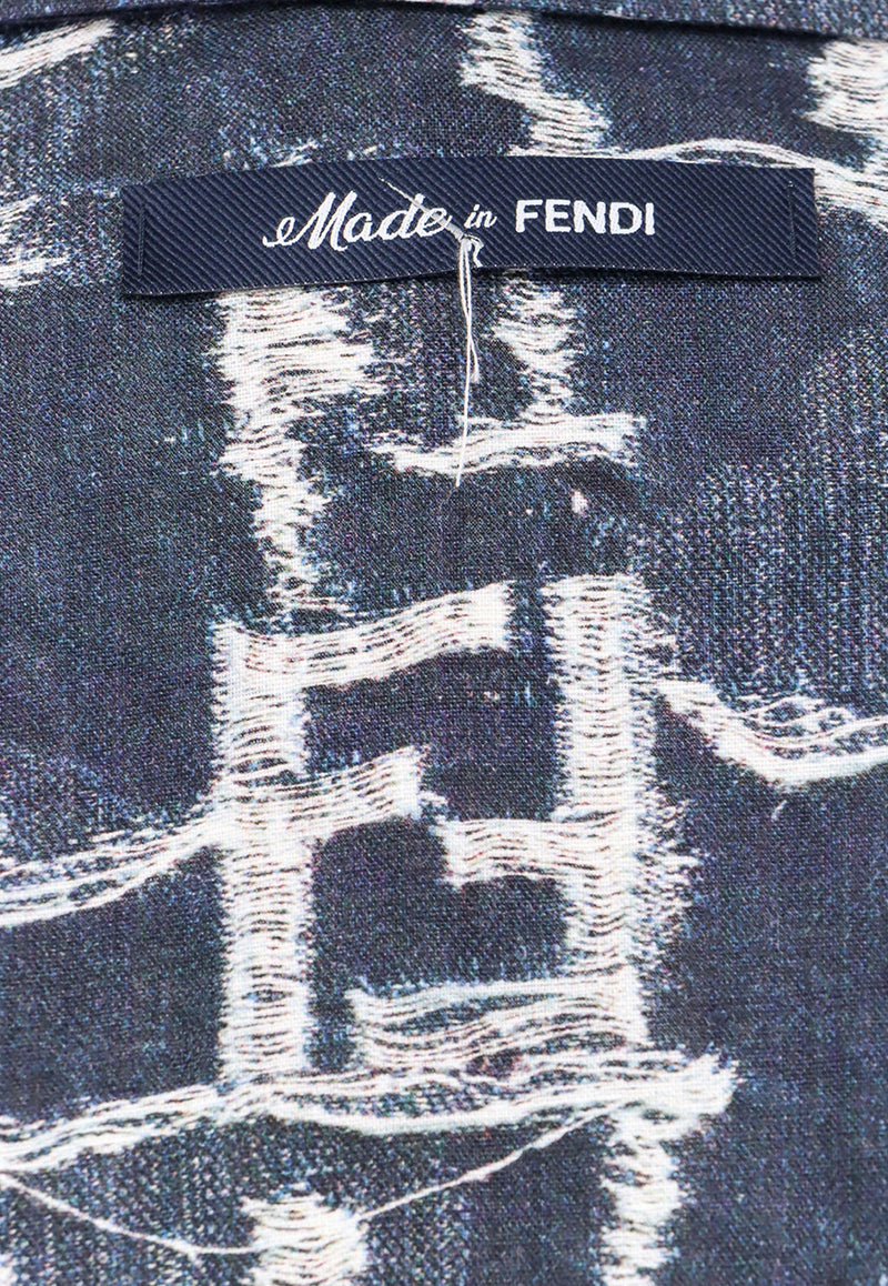Fendi Fringed FF Jacquard Shirt  Blue FS0795AR6E_F0UV2