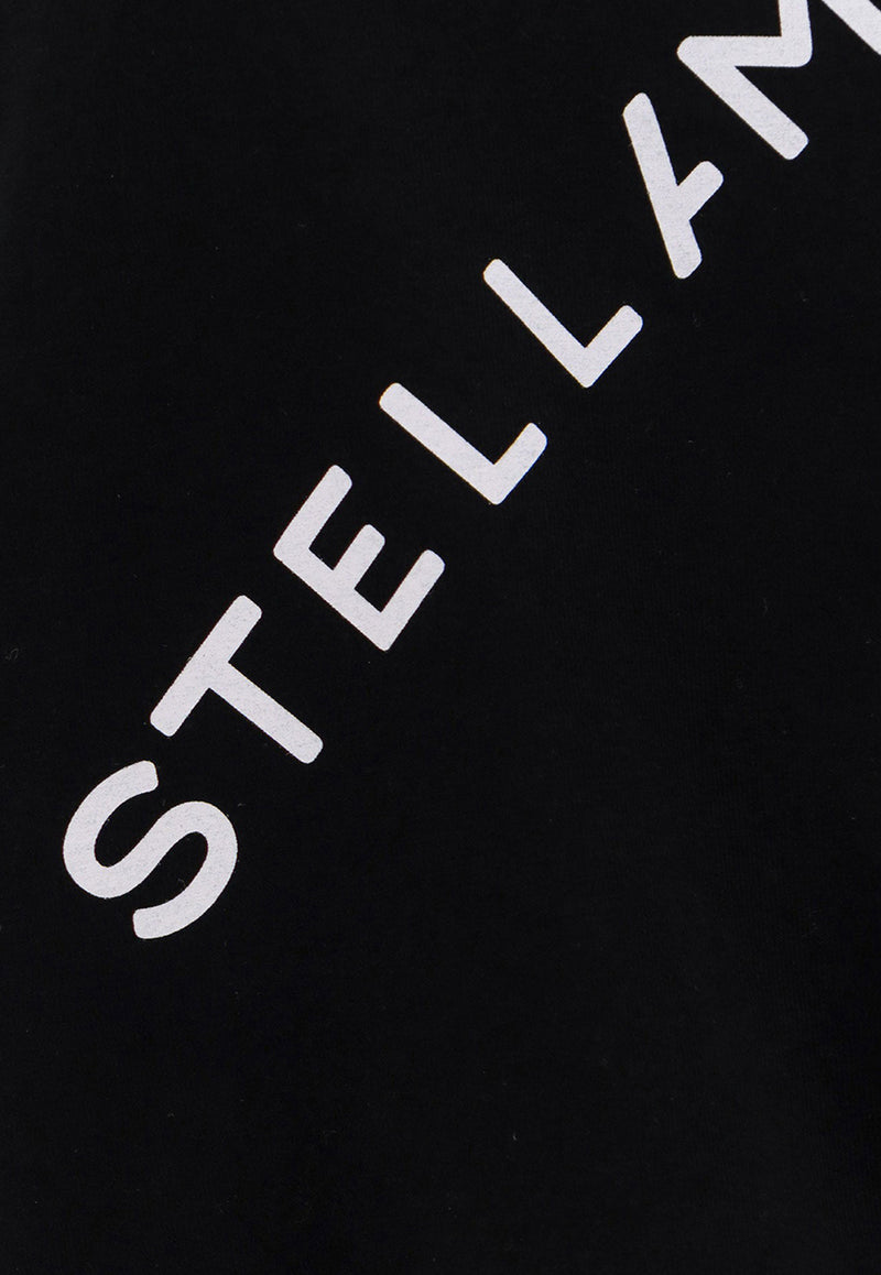 Stella McCartney Asymmetric Logo Print Crewneck Top Black 6J02673SPY69_1000